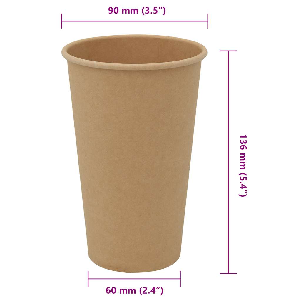 kaffekopper af papir 1000 stk. 16oz 400ml brun