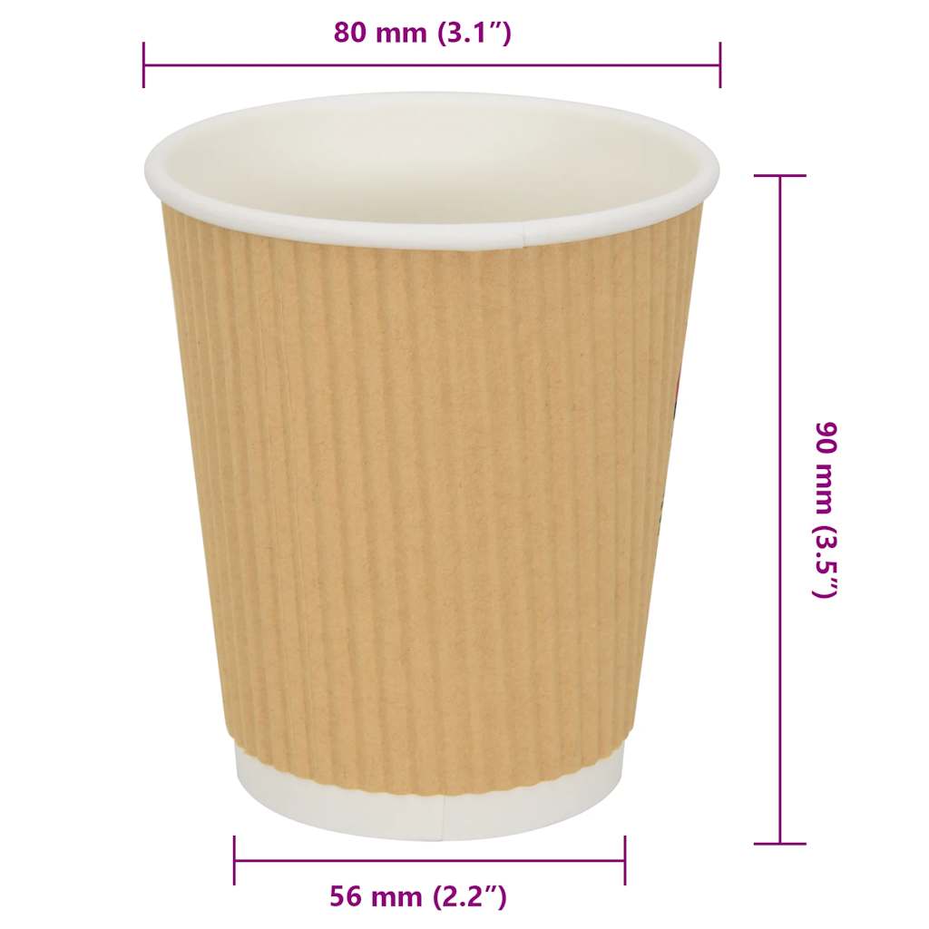 kaffekopper af papir 500 stk. 8oz 200ml brun
