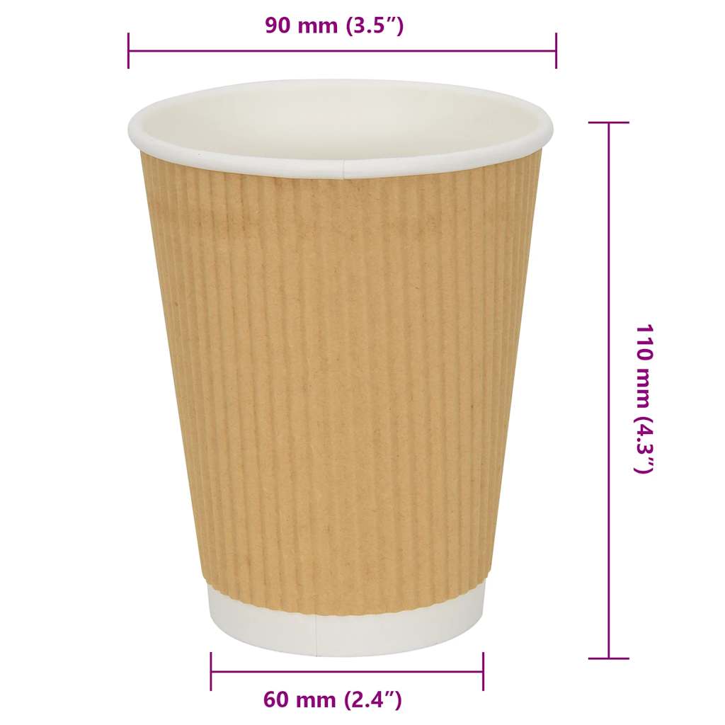 kaffekopper af papir 500 stk. 12oz 300ml brun