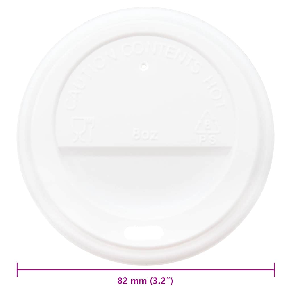 papirkoplåg Ø80 mm 8 oz 1000 stk. hvid plast