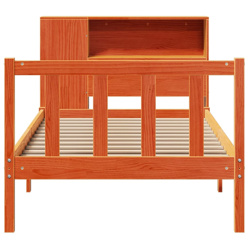 seng med reol uden madras 100x200cm massivt fyrretræ gyldenbrun