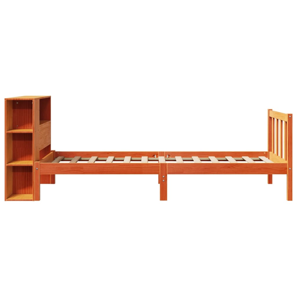 seng med reol uden madras 100x200cm massivt fyrretræ gyldenbrun