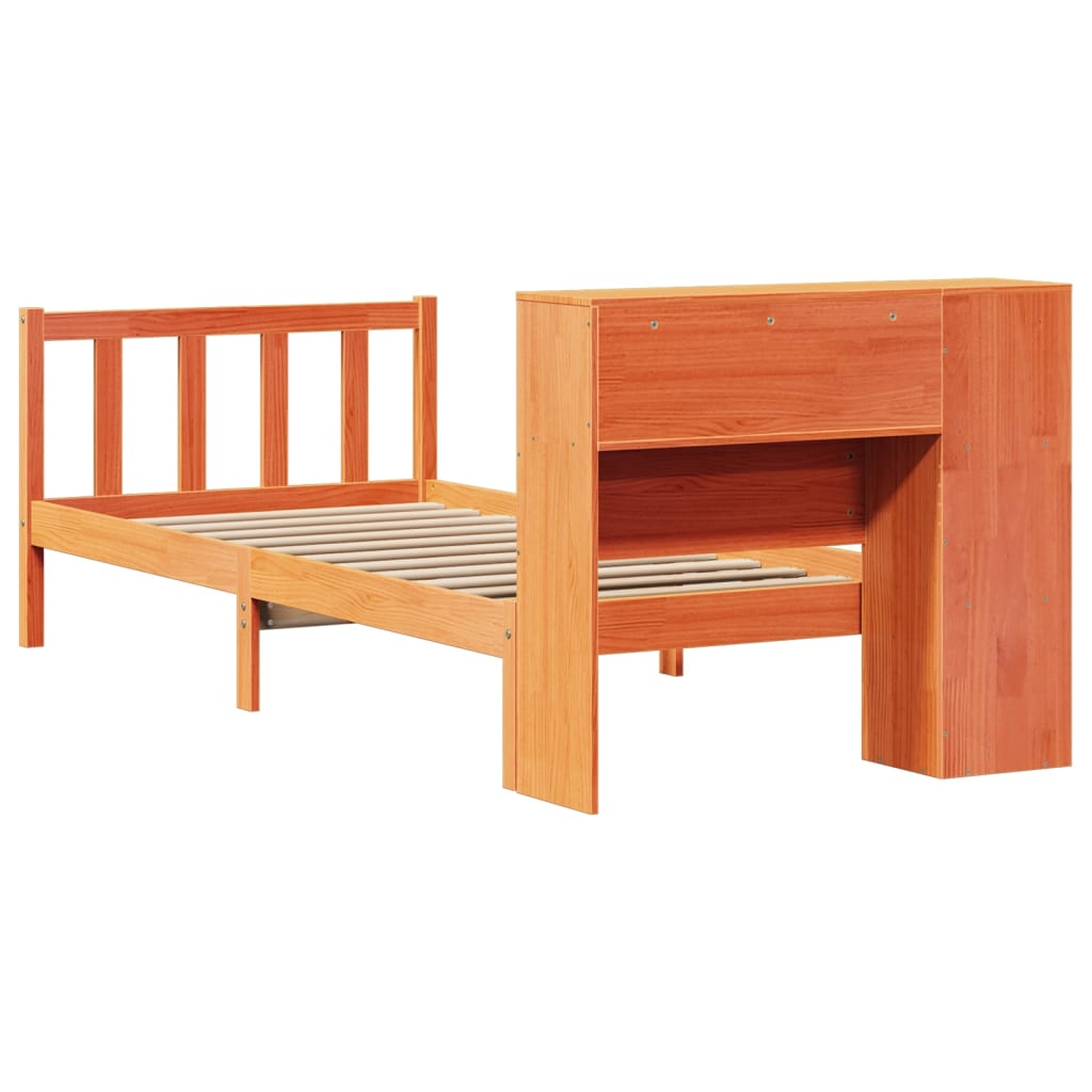 seng med reol uden madras 100x200cm massivt fyrretræ gyldenbrun