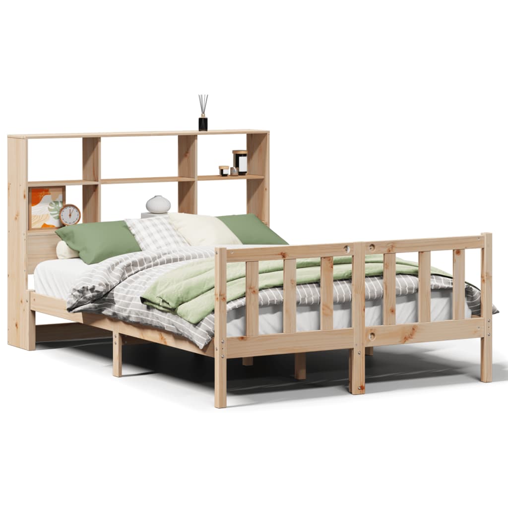 seng med reol uden madras 135x190 cm massivt fyrretræ