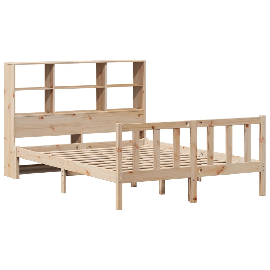 seng med reol uden madras 135x190 cm massivt fyrretræ