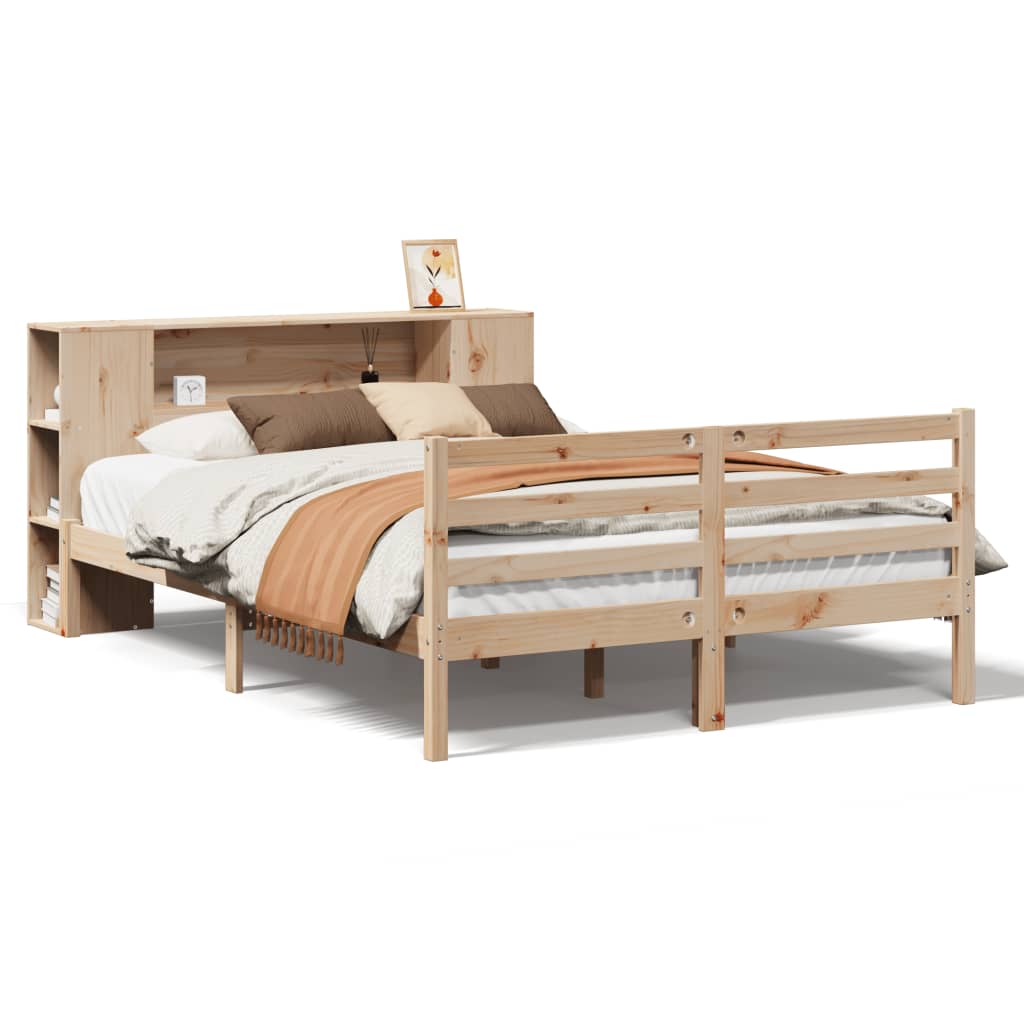 seng med reol uden madras 120x190 cm massivt fyrretræ