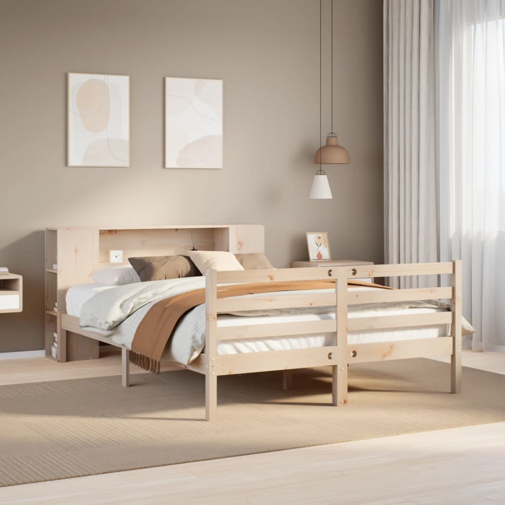 seng med reol uden madras 120x190 cm massivt fyrretræ