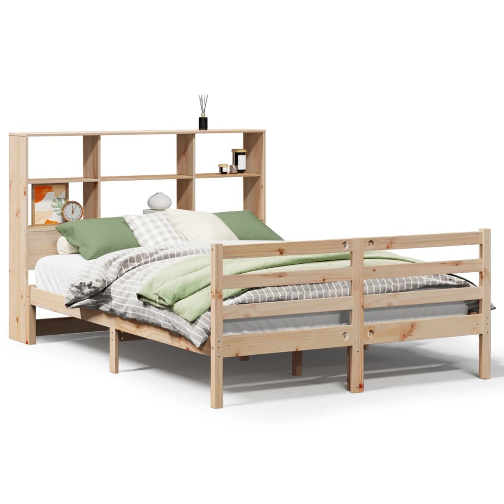 seng med reol uden madras 120x190 cm massivt fyrretræ