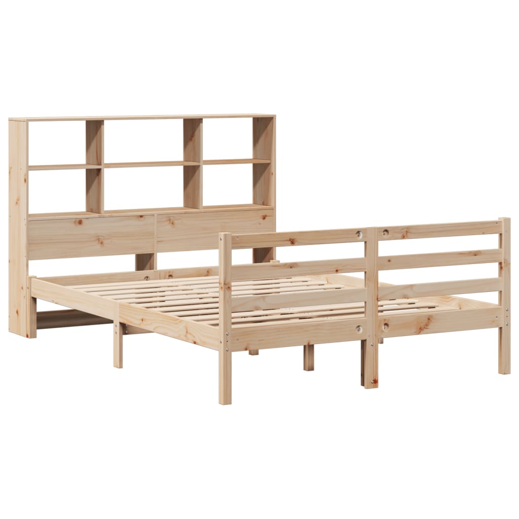 seng med reol uden madras 120x190 cm massivt fyrretræ