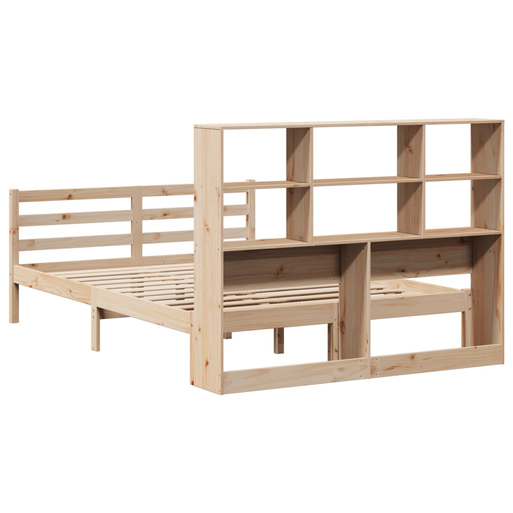 seng med reol uden madras 120x190 cm massivt fyrretræ