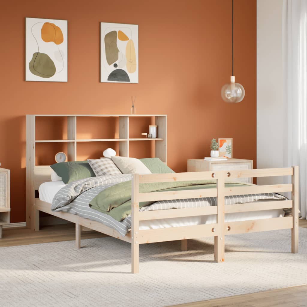 seng med reol uden madras 120x190 cm massivt fyrretræ