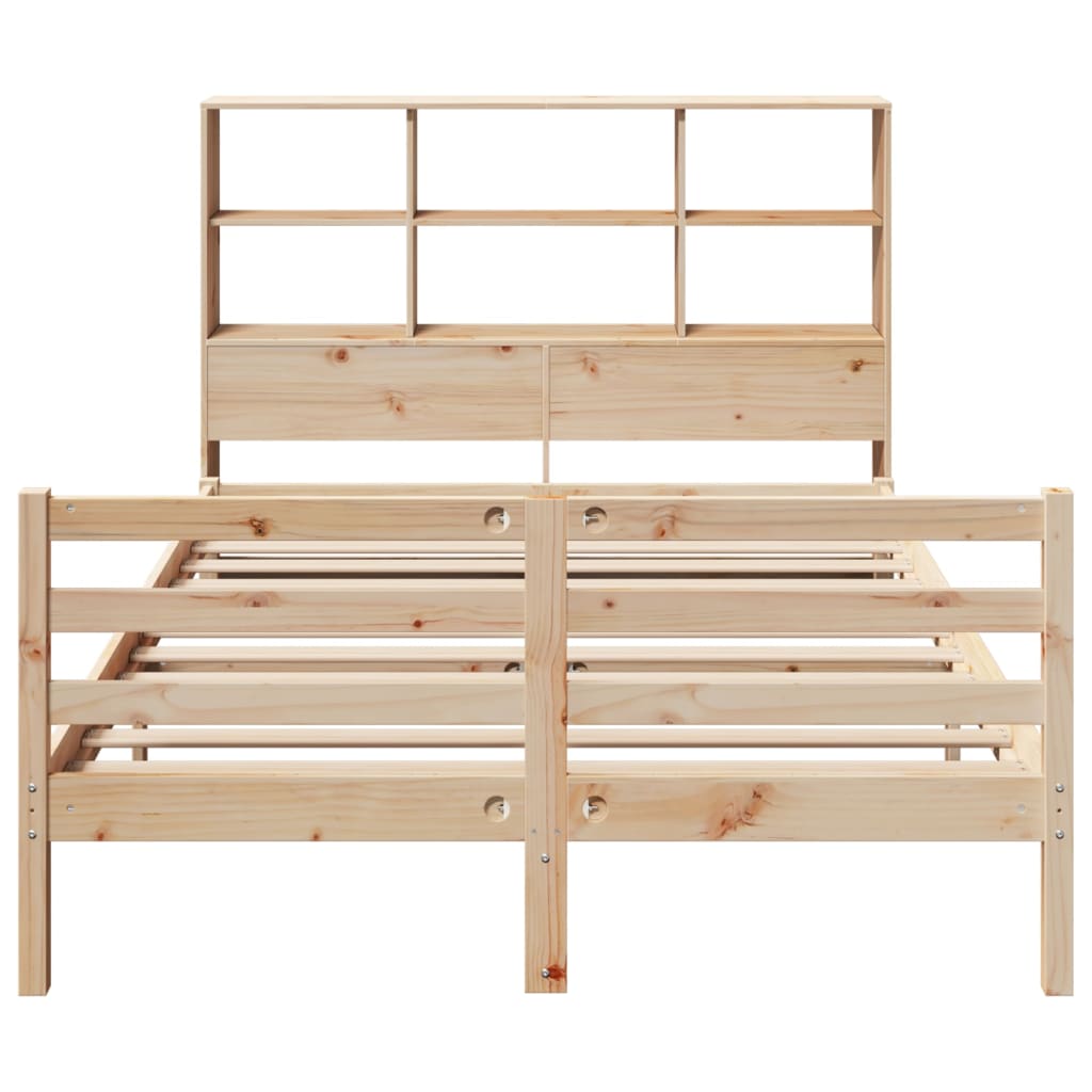 seng med reol uden madras 135x190 cm massivt fyrretræ