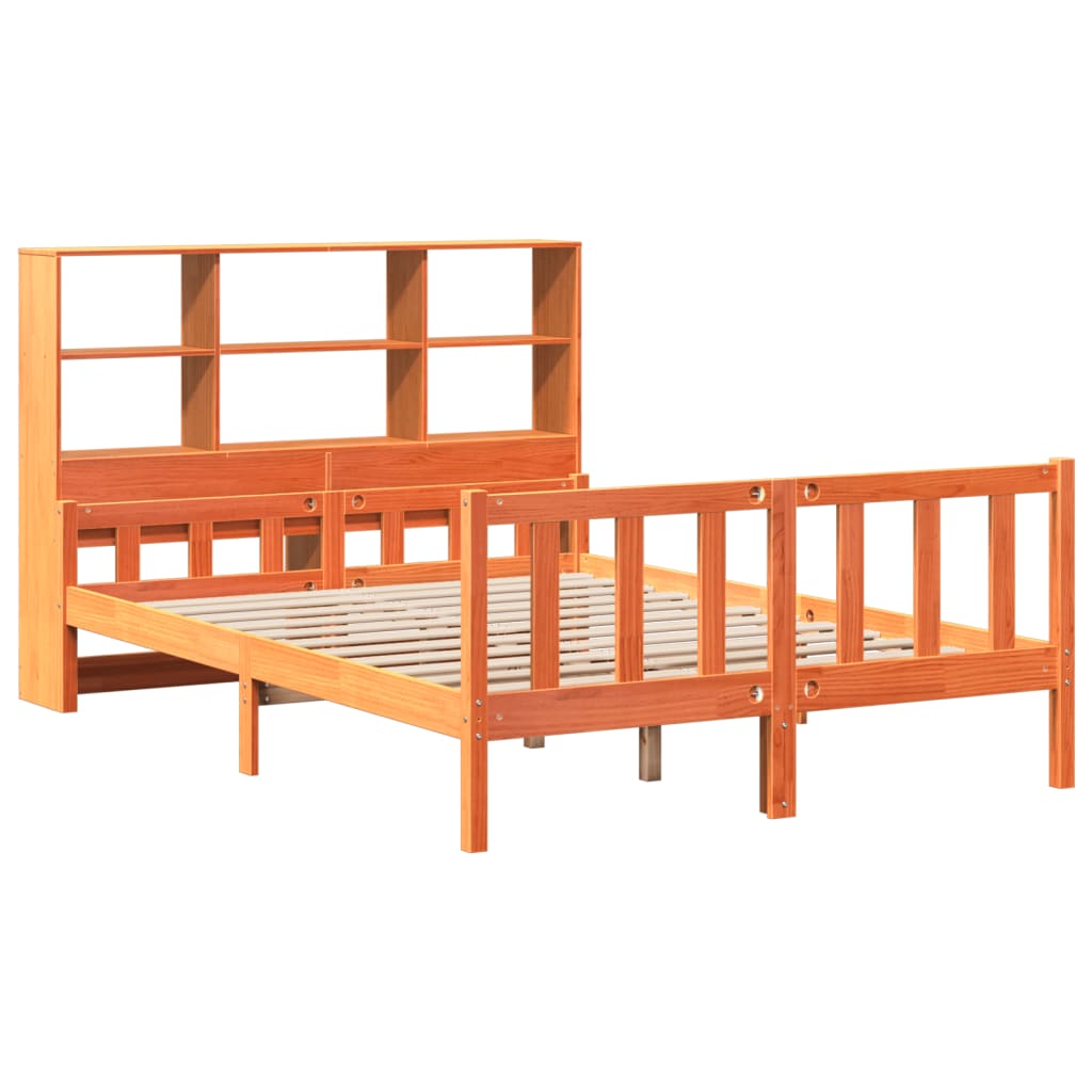 seng med reol uden madras 150x200 cm massivt træ gyldenbrun