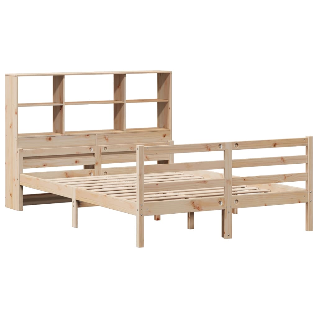 seng med reol uden madras 135x190 cm massivt fyrretræ