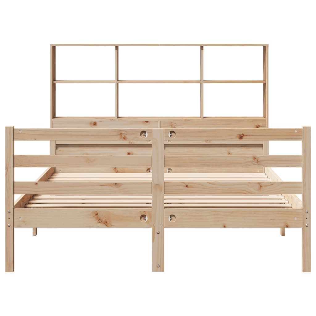 seng med reol uden madras 135x190 cm massivt fyrretræ