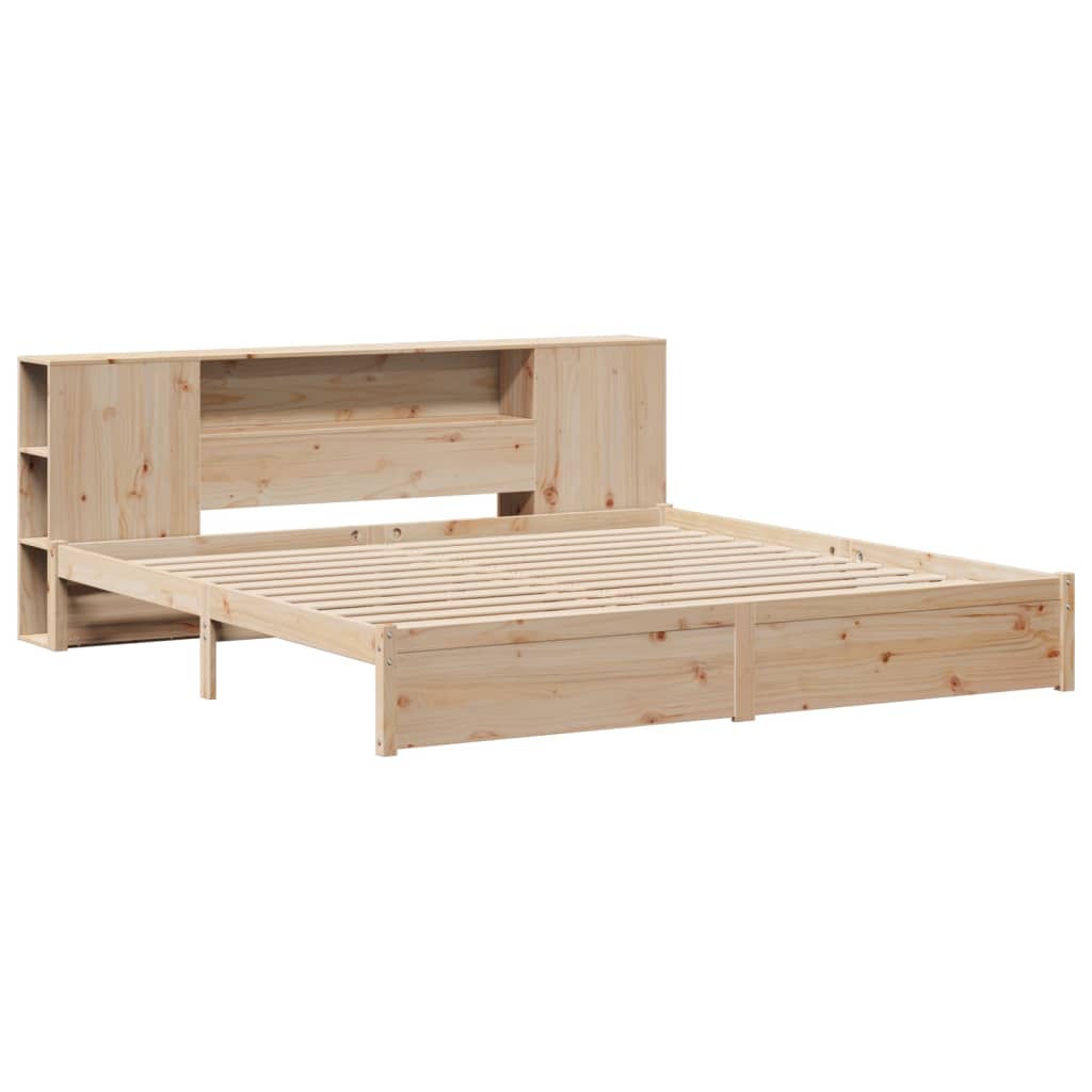 seng med reol uden madras 200x200 cm massivt fyrretræ
