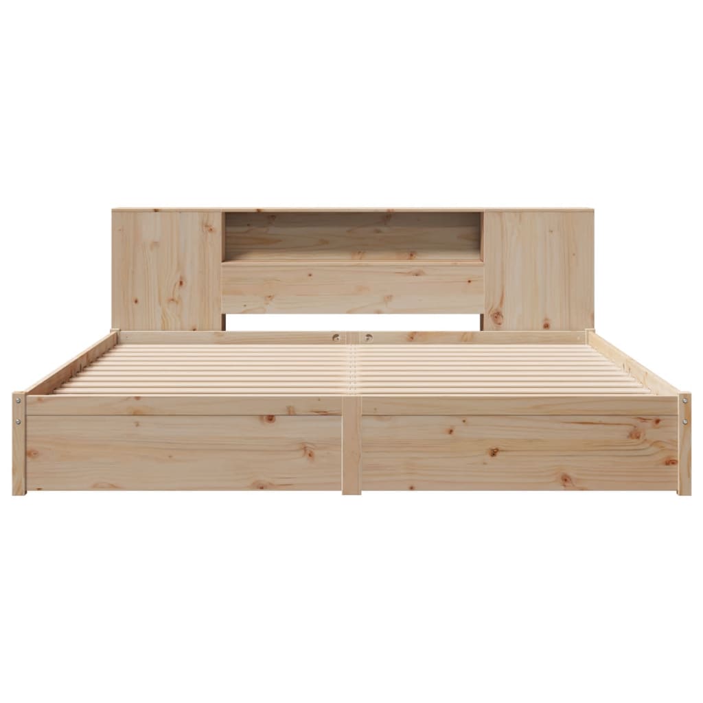 seng med reol uden madras 200x200 cm massivt fyrretræ
