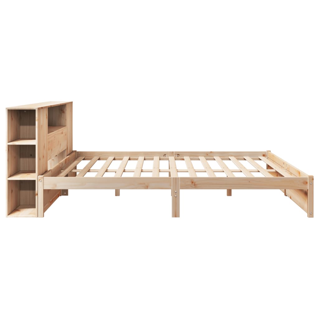 seng med reol uden madras 200x200 cm massivt fyrretræ
