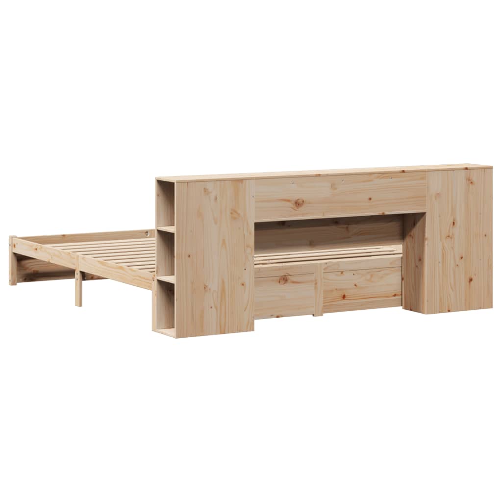 seng med reol uden madras 200x200 cm massivt fyrretræ