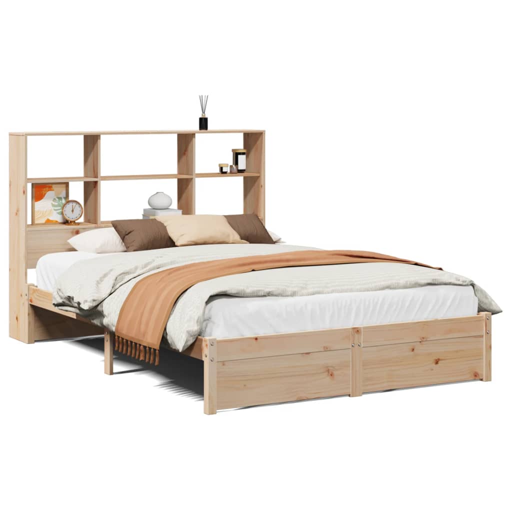 seng med reol uden madras 135x190 cm massivt fyrretræ