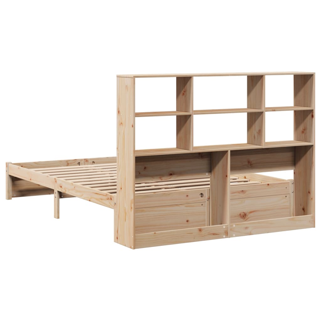 seng med reol uden madras 135x190 cm massivt fyrretræ