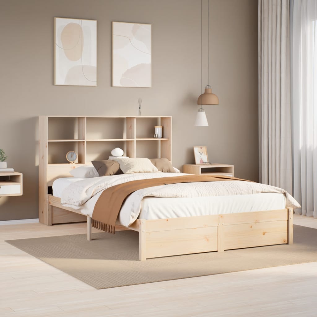 seng med reol uden madras 135x190 cm massivt fyrretræ