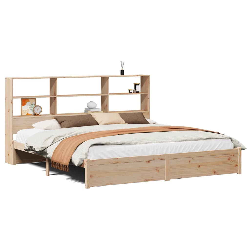 seng med reol uden madras 200x200 cm massivt fyrretræ