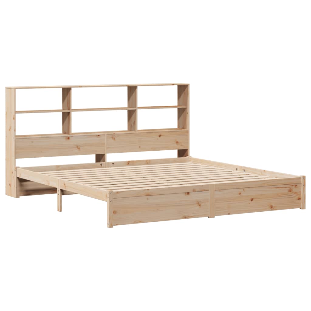 seng med reol uden madras 200x200 cm massivt fyrretræ