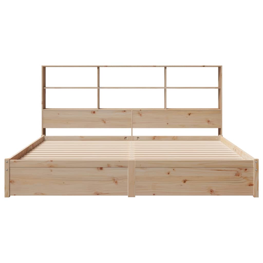 seng med reol uden madras 200x200 cm massivt fyrretræ