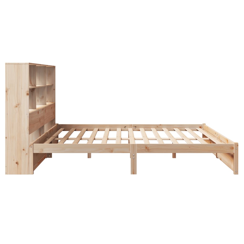 seng med reol uden madras 200x200 cm massivt fyrretræ
