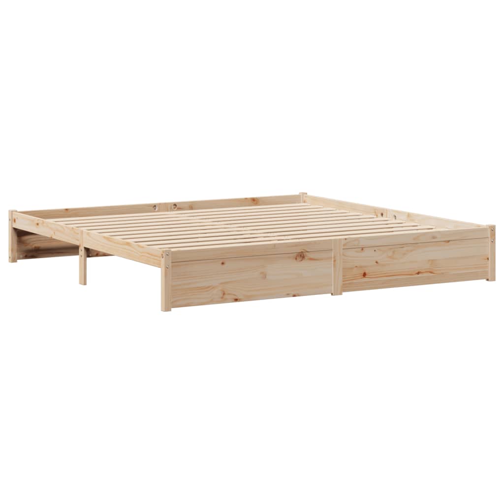 seng med reol uden madras 200x200 cm massivt fyrretræ