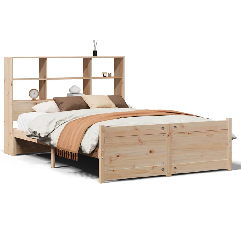 seng med reol uden madras 135x190 cm massivt fyrretræ