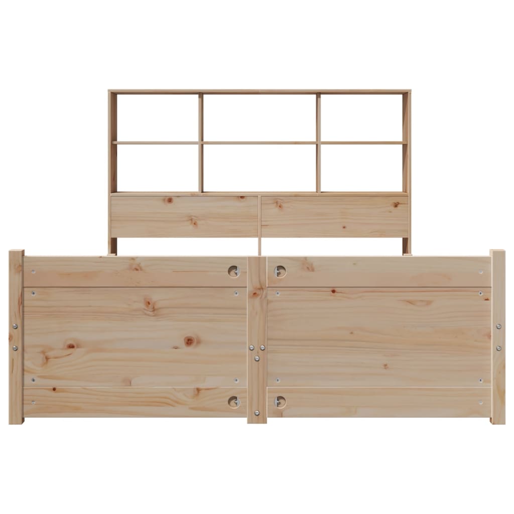 seng med reol uden madras 135x190 cm massivt fyrretræ