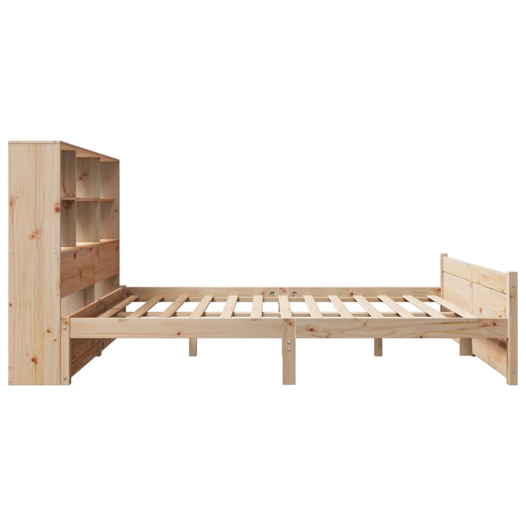 seng med reol uden madras 135x190 cm massivt fyrretræ