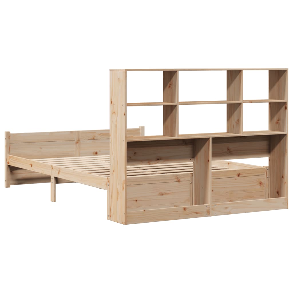 seng med reol uden madras 135x190 cm massivt fyrretræ