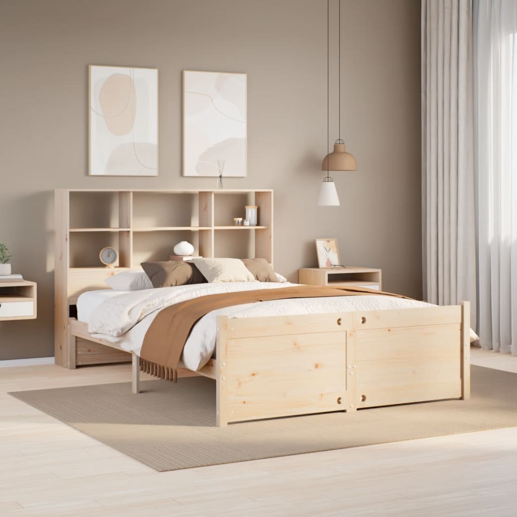 seng med reol uden madras 135x190 cm massivt fyrretræ