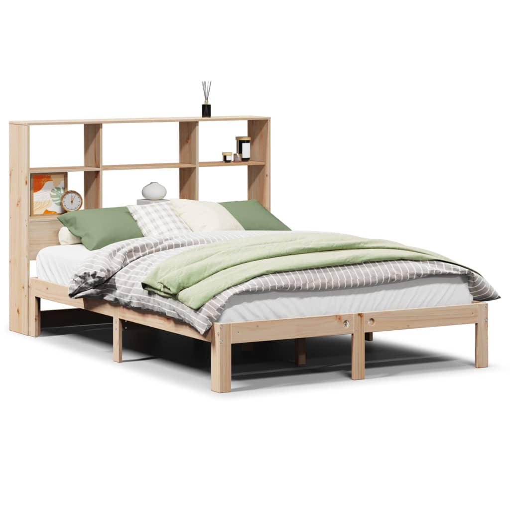 seng med reol uden madras 135x190 cm massivt fyrretræ