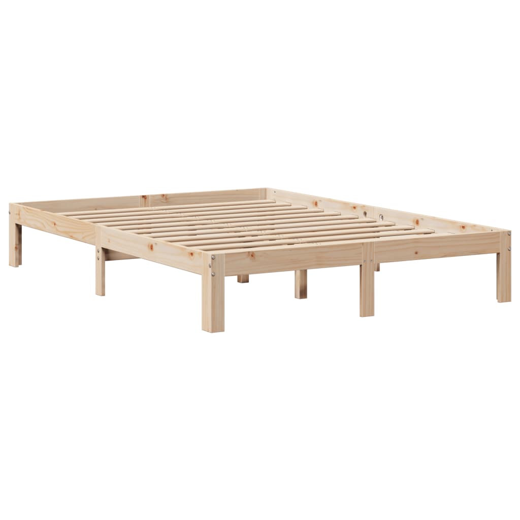 seng med reol uden madras 135x190 cm massivt fyrretræ