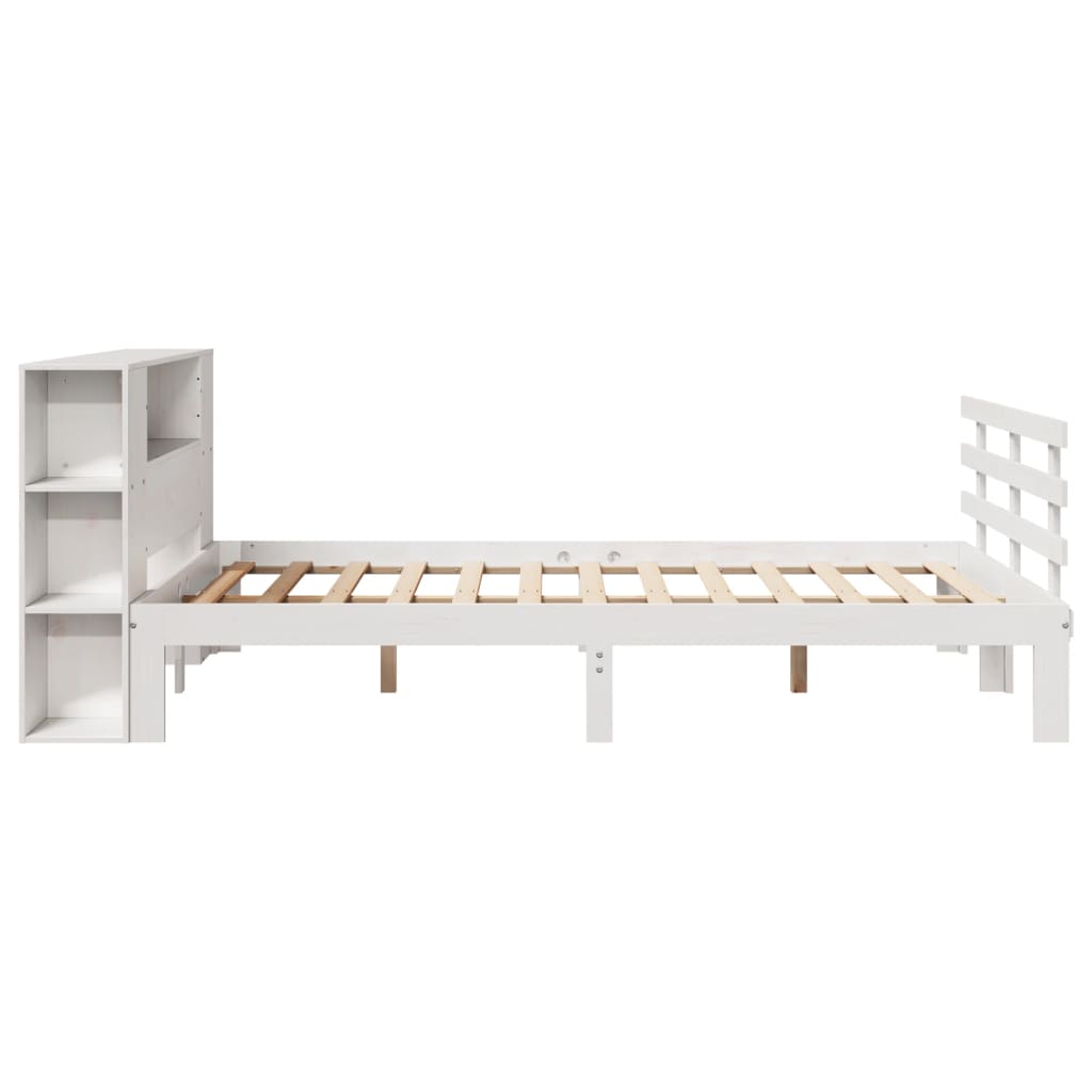 seng med reol uden madras 150x200 cm massivt fyrretræ hvid