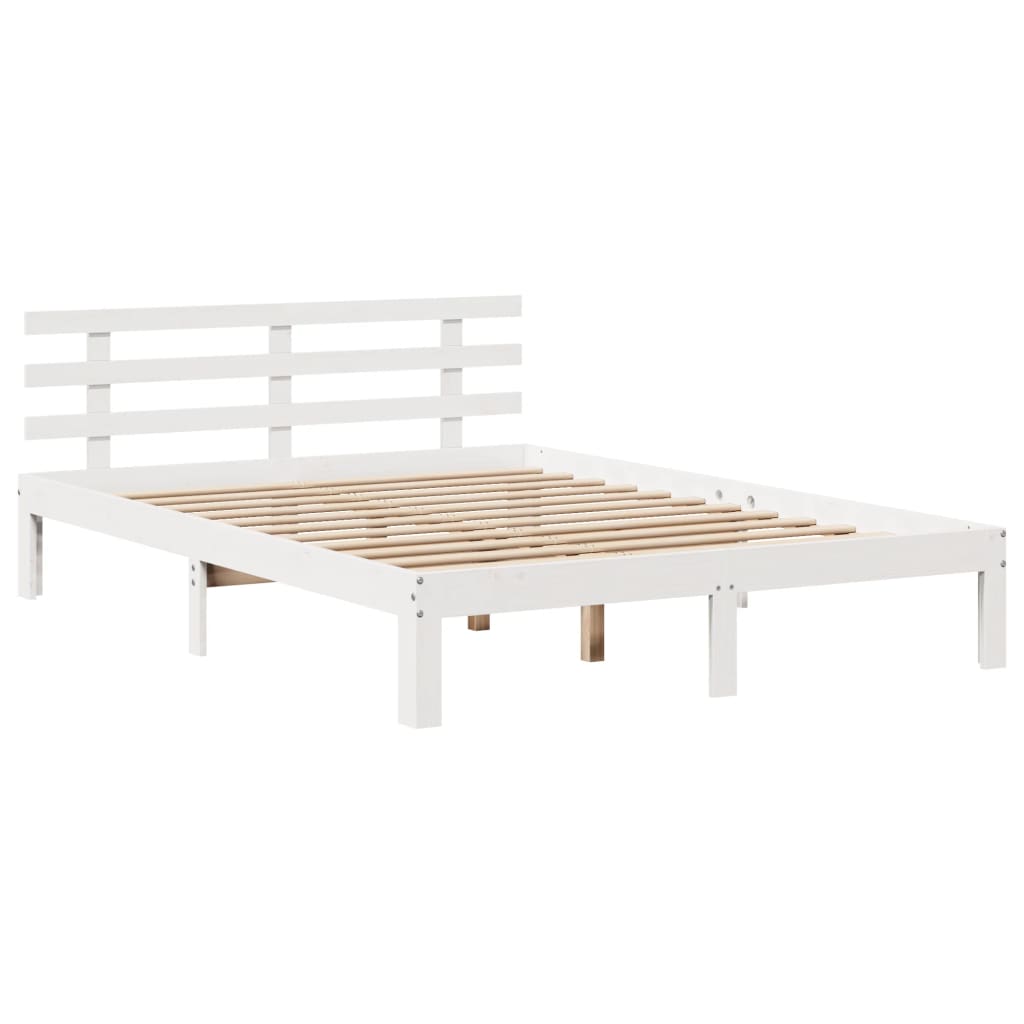 seng med reol uden madras 150x200 cm massivt fyrretræ hvid