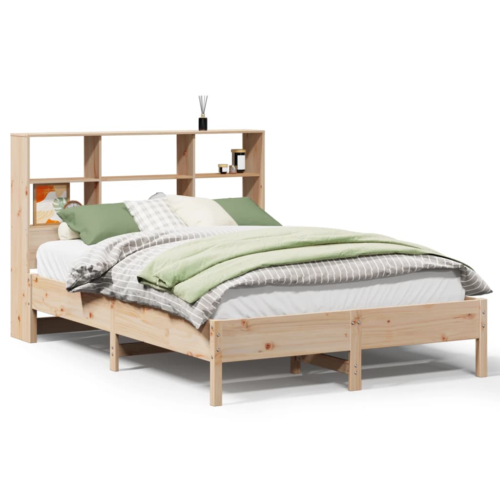 seng med reol uden madras 135x190 cm massivt fyrretræ