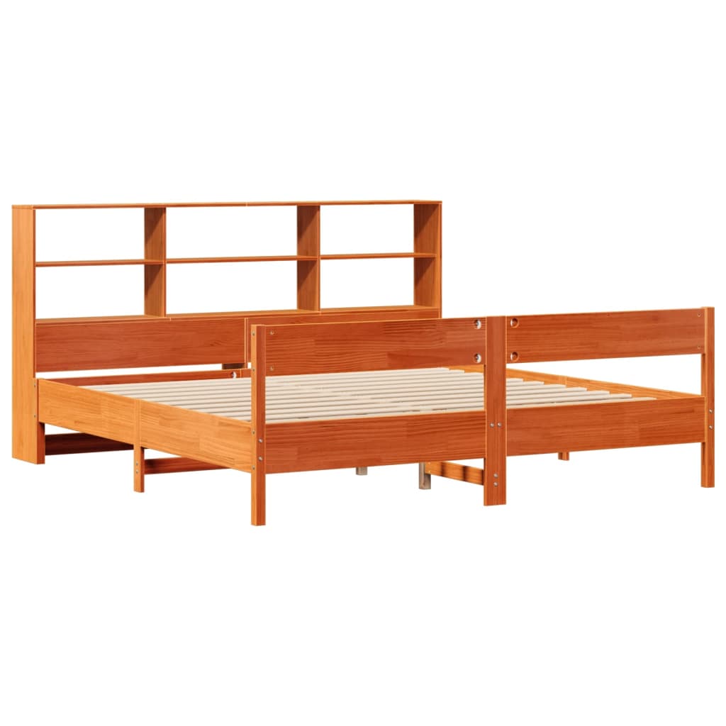seng med reol uden madras 200x200cm massivt fyrretræ gyldenbrun