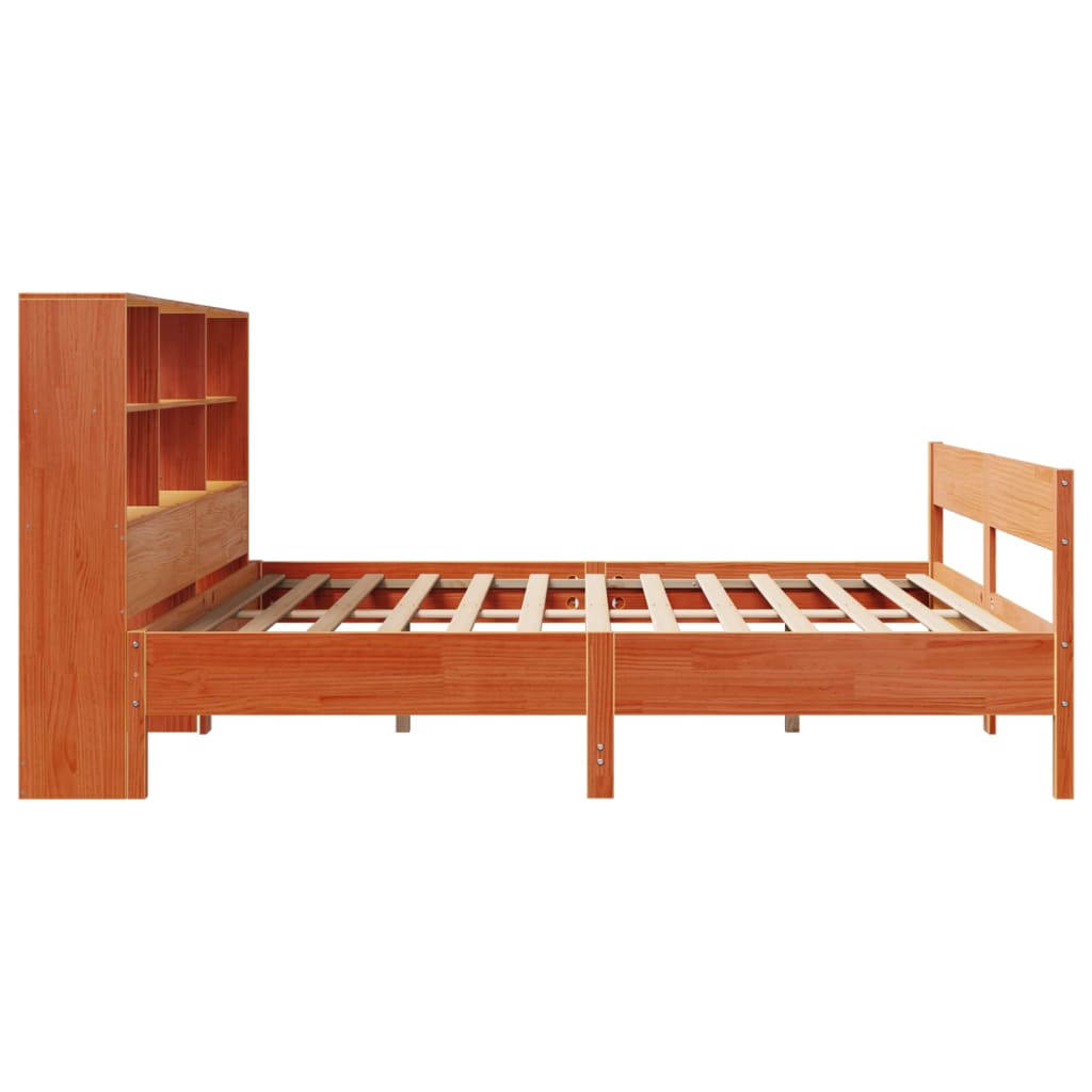seng med reol uden madras 200x200cm massivt fyrretræ gyldenbrun