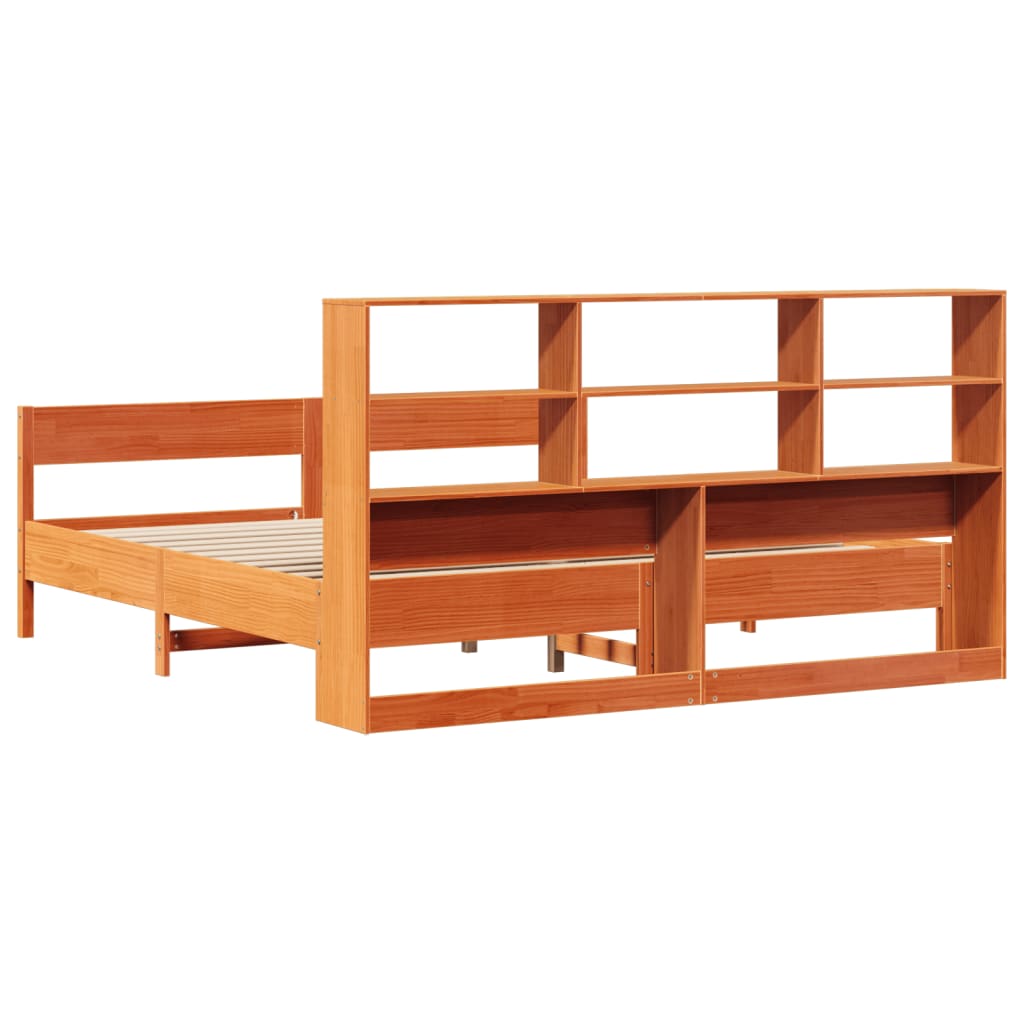 seng med reol uden madras 200x200cm massivt fyrretræ gyldenbrun