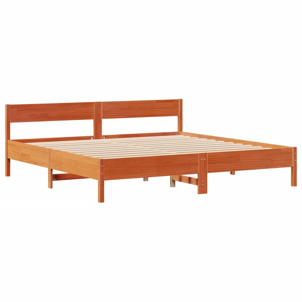 seng med reol uden madras 200x200cm massivt fyrretræ gyldenbrun