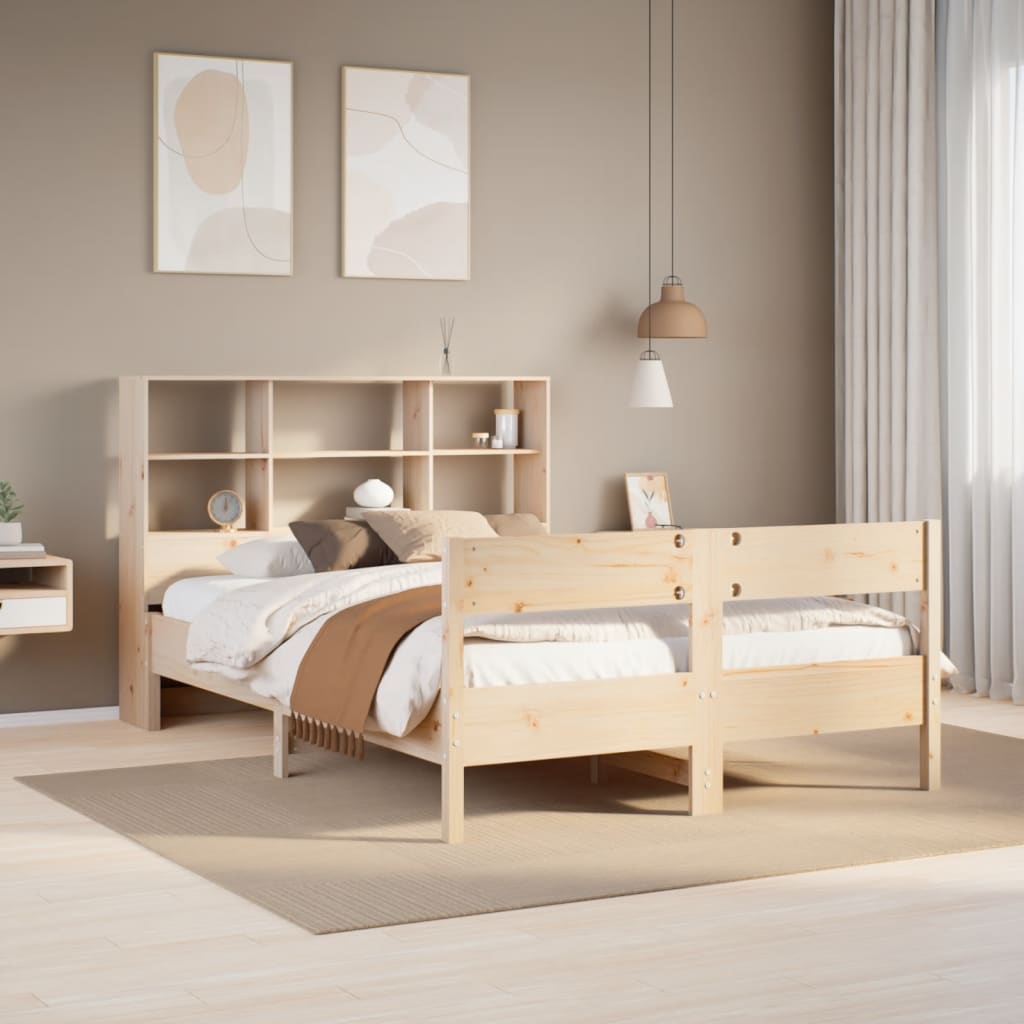 seng med reol uden madras 135x190 cm massivt fyrretræ