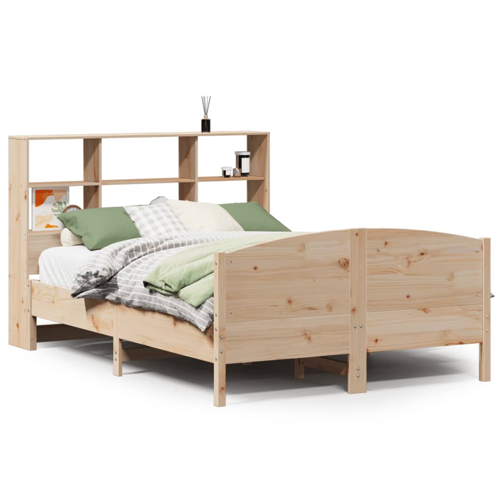 seng med reol uden madras 135x190 cm massivt fyrretræ