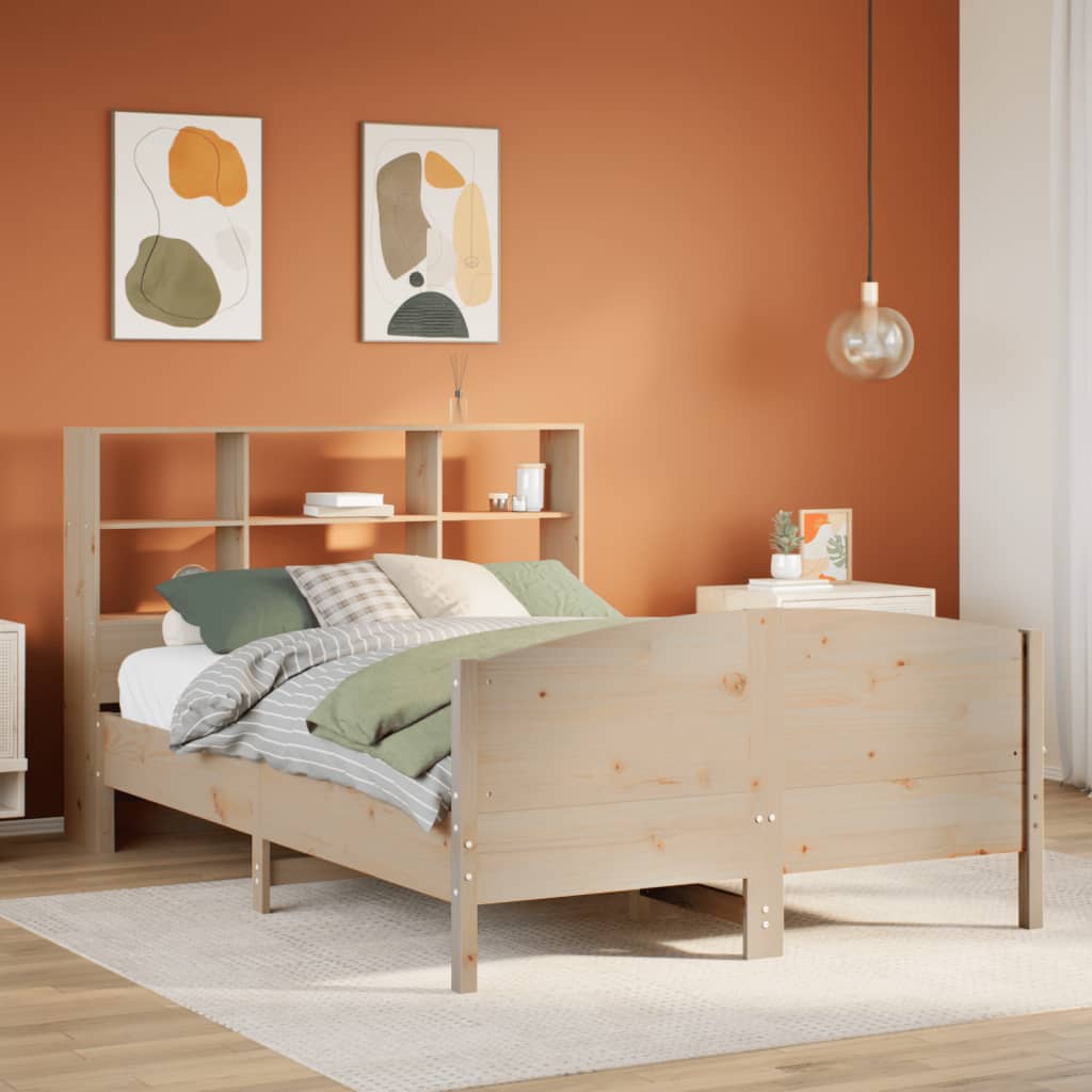 seng med reol uden madras 135x190 cm massivt fyrretræ