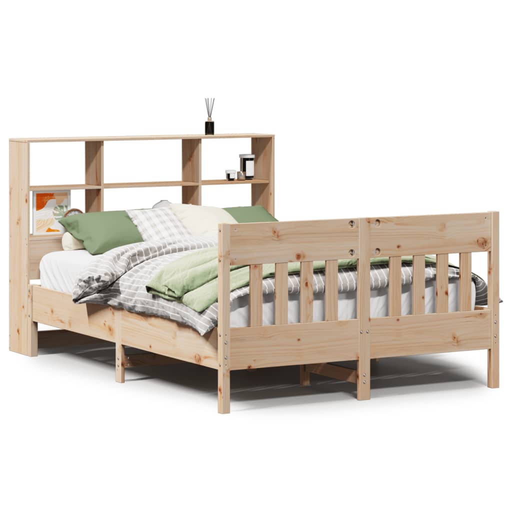 sengeramme uden madras 135x190 cm massivt fyrretræ hvid
