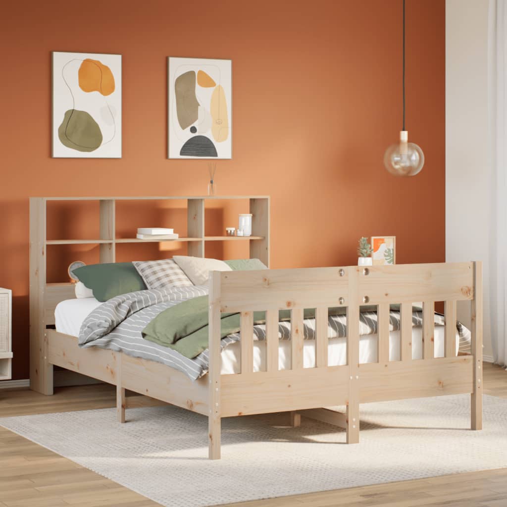 sengeramme uden madras 135x190 cm massivt fyrretræ hvid